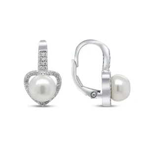 Brilio Silver Romantikus ezüst gyöngy és cirkónium fülbevaló EA95