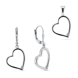 Brilio Silver Romantikus ezüst szív ékszer készlet SET214W (medál, fülbevaló)