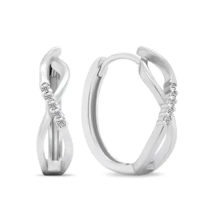 Brilio Silver Stílusos ezüst karika fülbevalók cirkónium kövekkel EA454W