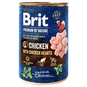 6x400g Brit Premium by Nature nedves kutyatáp - Csirke csirkeszívvel