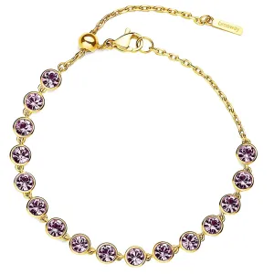 Brosway Csillogó aranyozott karkötő lila színű kristályokkal Symphonia BYM155