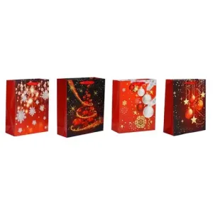 Karácsonyi ajándéktáska szett, 4 db-os, piros, 26 x 32 x 10 cm