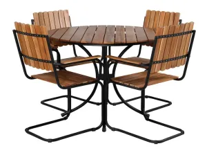 Asztal és szék garnitúra Dallas 3891 (Fekete + Barna)