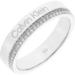 Calvin Klein Acél gyűrű kristályokkal Minimal Linear 35000200 56 mm