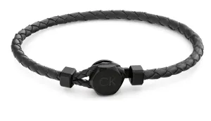 Calvin Klein Elegáns sötétszürke bőr karkötő Latch 35000262