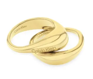 Calvin Klein Stílusos aranyozott gyűrű szett Elongated Drops 35000448 56 mm