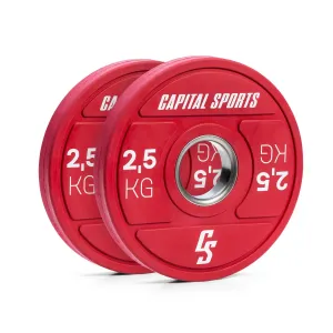 Capital Sports Nipton 2021, tárcsasúlyok, bumper plate, 2 x 2,5 kg, Ø 54 mm, edzett gumi