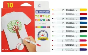 10 darabból álló marker készlet textíliákhoz Textile Marker - hegy szélessége 3,9 mm, vonal 1,8 mm - Centropen