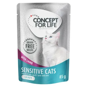 12x85g Concept for Life Sensitive Cats bárány gabonamentes nedves macskatáp szószban