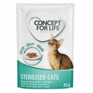 48x85g Concept for Life Sterilised Cats - aszpikban nedves macskatáp rendlívüli árengedménnyel