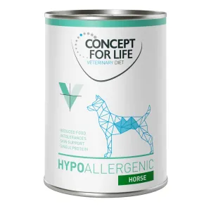 6x400g Concept for Life Veterinary Diet Hypoallergenic ló nedves kutyatáp dupla zooPontért