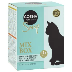 24x40g Cosma Soup  nedves macskatáp-Vegyes csomag 4 változattal