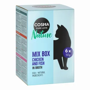 6x50g Cosma Nature nedves tasakos macskatáp vegyes próbacsomag
