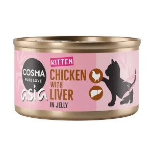 Cosma Asia Kitten aszpikban gazdaságos csomag 24 x 85 g - Csirke & csirkemáj