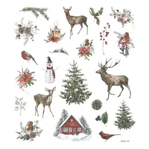 Karácsonyi matrica készlet 23 db | Karácsony a természetben (csillogós)