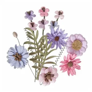 Papír virágok Pink & Lavender - szett 12 db (dekoratív papírvirágok)