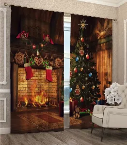Dekoratív karácsonyi függöny 3D motívummal