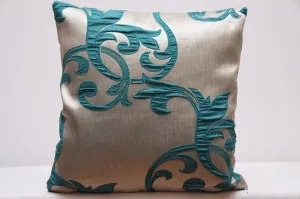 Dekoratív párnahuzat türkiz színű motívummal 40x40 cm