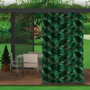 Zöld függöny kerti pavilonhoz, levélmotívummal 155x220 cm #1173999
