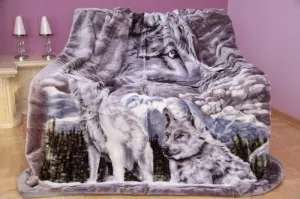 Puha luxus akril takaró szürke farkasokkal Szélesség: 160 cm | Hossz: 210 cm
