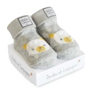 Zokni újszülött részére Birth Socks Doudou et Compagnie szürke lágy mintás 0-6 hó