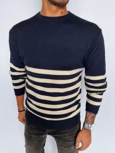 Trendi sötét kék csíkos pulóver #1360408