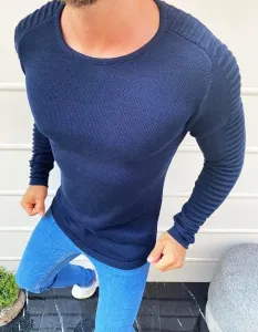 Trendi sötét kék pulóver #326805