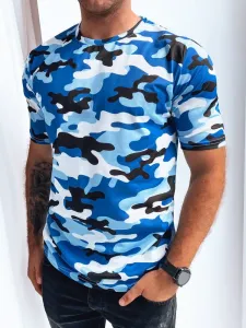 Indigó kék terepmintás póló