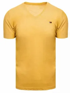 Pamut póló V-nyakkivágással mustár színben