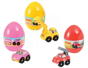 Abrick Écoiffier építőjáték gyerekeknek tojásban Gyors autók 3 kisautóval P16108