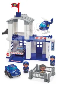Építőjáték rendőrállomás garázs Abrick Écoiffier 3 figurával és 3 járművel 18 hó-tól
