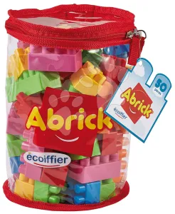 Építőjáték táskában Bag Abrick Écoiffier 50 színes kockával 18 hónaptól