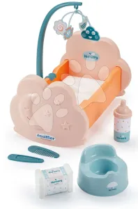 Bölcső kiságyforgóval Baby Bed&Accessories Vert Azur Écoiffier kiegészítőkkel 30 cm játékbaba részére 18 hó-tól