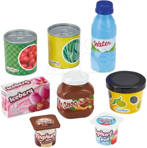 Élelmiszerek hálóban Food Net Écoiffier joghurtok konzervekkel 8 drb 18 hó-tól