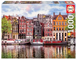 Puzzle Dancing Houses Amsterdam Educa 1000 darabos és Fix ragasztó 11 évtől