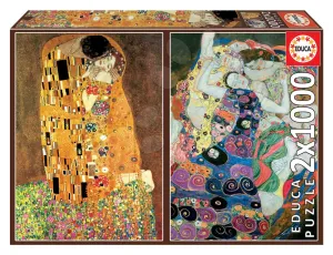 Puzzle El Beso + La Virgen Gustav Klimt Educa 2x1000 darabos és fix ragasztó 11 évtől