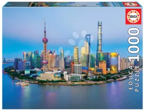 Puzzle Shanghai Skyline at Sunset Educa 1000 darabos és Fix ragasztó
