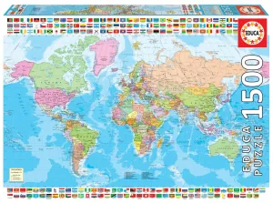 Puzzle Political Worldmap Educa 1500 darabos és Fix ragasztó 11 évtől