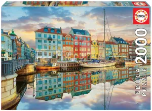 Puzzle Sunset At Copenhagen Harbour Educa 2000 darabos és Fix ragasztó