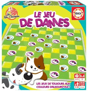 Társasjáték Dama Le Jeu de Dames Educa francia nyelvű, 2 játékos részére, 5-99 éves korosztálynak