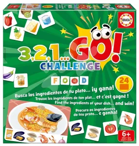Társasjáték Ételek 3,2,1... Go! Challenge Food Educa 24 ábra 150 darabos angol spanyol francia 6 évtől