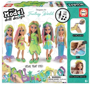 Kreatív alkotás My Model Doll Design Fantasy World Educa készíts saját játékbabát strand ruhában 5 modell 6 éves kortól