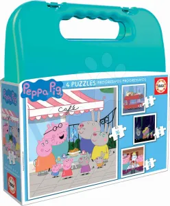 Puzzle kofferben Peppa Pig Progressive Educa 12-16-20-25 darabos 4 évtől