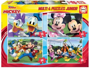 Puzzle Mickey Mouse Disney Multi 4 Junior Educa 20-40-60-80 darabos 4 évtől