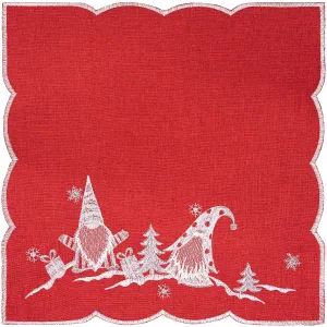 Manók karácsonyi abrosz piros, 35 x 35 cm