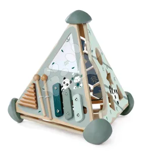 Fa készségfejlesztő piramis Game Center Pyramide Eichhorn formaillesztő kockákkal és xilofonnal 12 hó-tól