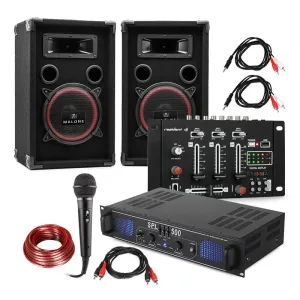 Electronic-Star DJ-14 USB, DJ PA szett, USB keverőpult, PA erősítő, 2 x hangfal, mikrofon, fekete