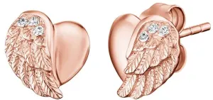 Engelsrufer Rózsaszín aranyozott ezüst fülbevaló Szív angyalszárnnyal és cirkónium kövekkel ERE-LILHW-STR