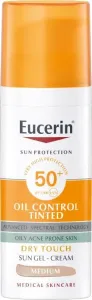 Eucerin Védő tonizáló és mattító gél arckrém SPF 50+ Sun (Oil Control Tinted Sun Gel-Cream) 50 ml Medium