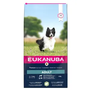 12kg Eukanuba Adult Small & Medium Breed bárány & rizs száraz kutyatáp 10% árengedménnyel